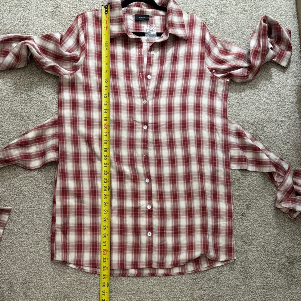 VICI Red White Plaid Front Tie Button Down Shirt Dress Mini Womens Large - Picture 12 of 13